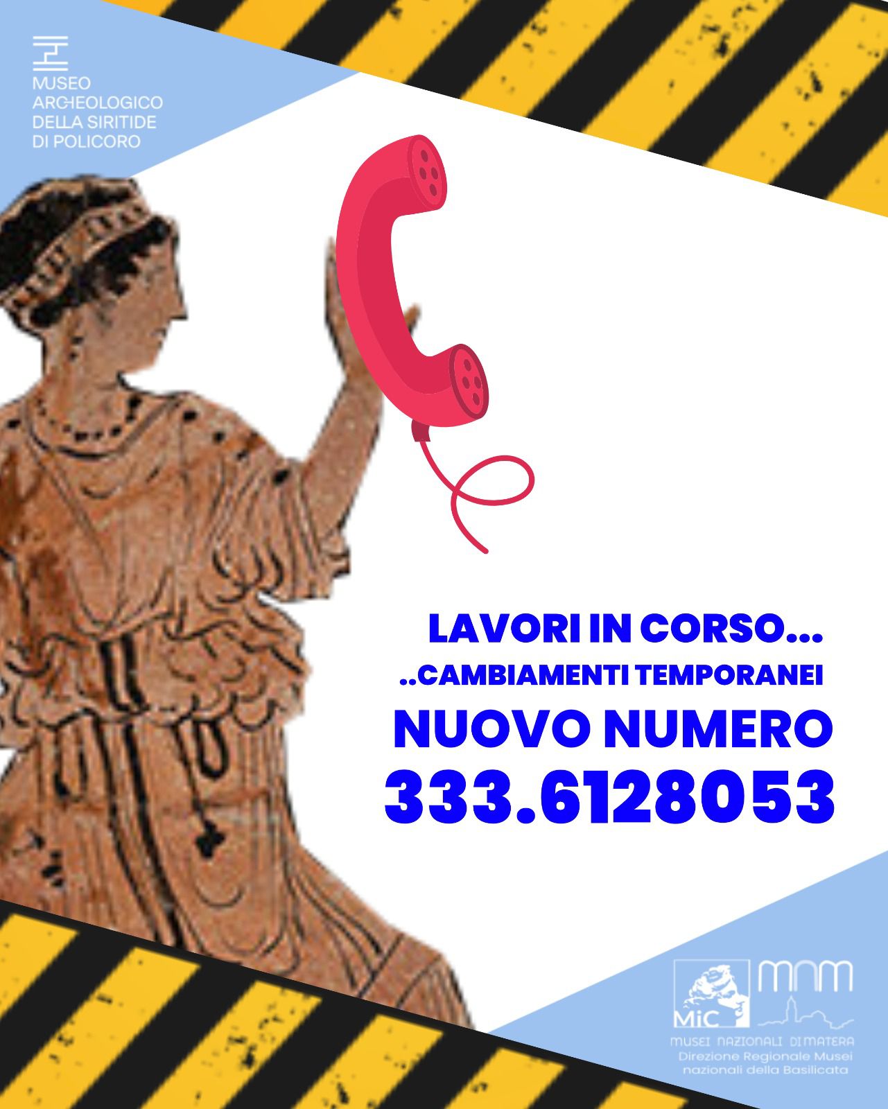 Avviso cambio numero di telegono del Museo